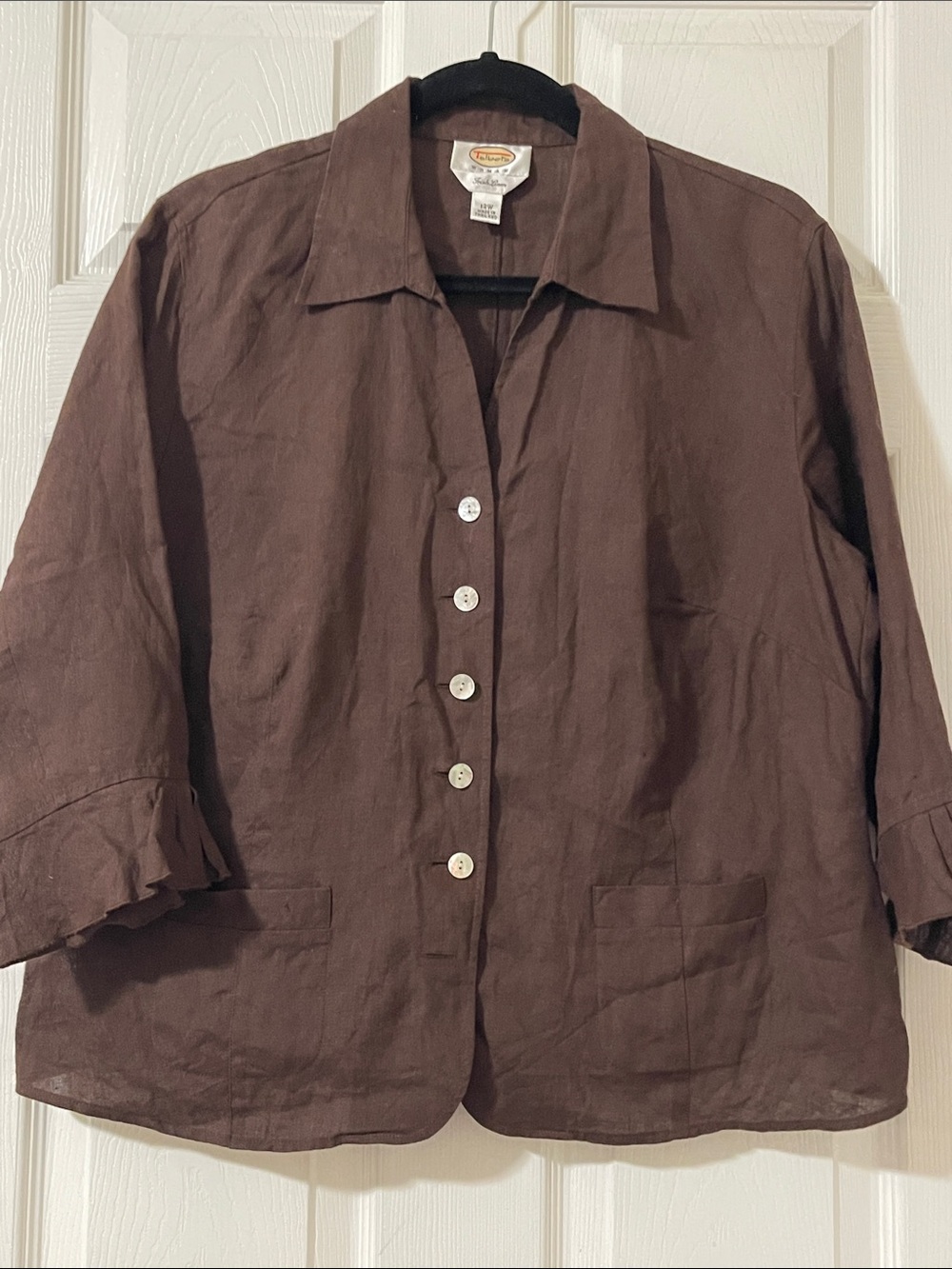 Talbots Woman Irish Linen Top in Chocolate Brown